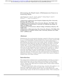 Determining the Depth Limit of Bioluminescent Sources in Scattering Media