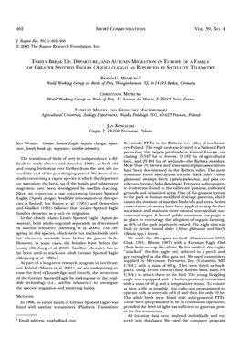 Family Break Up, Departure, and Autumn Migration in Europe of A