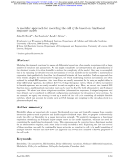 A Modular Approach for Modeling the Cell Cycle Based on Functional Response Curves