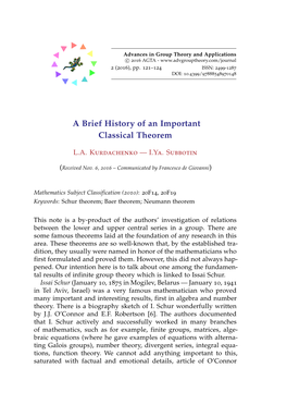 A Brief History of an Important Classical Theorem