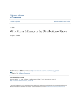 Mary's Influence in the Distribution of Grace Ralph J