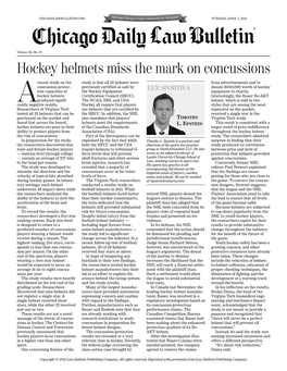 Hockey Helmets Miss the Mark on Concussions