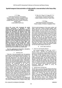 Spatial-Temporal Characteristics of Chlorophyll a Concentration in the Sanya Bay of China