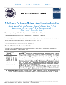 Nobel Prizes in Physiology Or Medicine with an Emphasis on Bacteriology