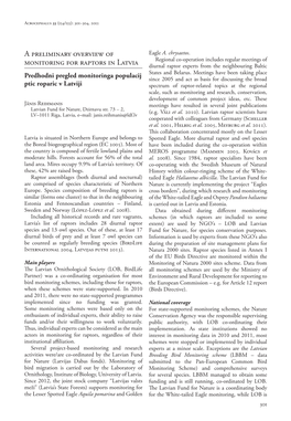 A Preliminary Overview of Monitoring for Raptors in Latvia