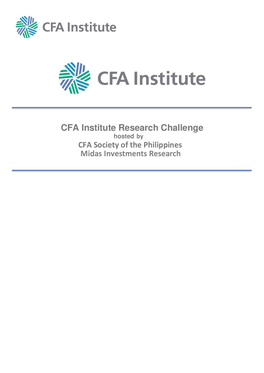 Midas Investments Research Retail Industry This Report Is Published for Educational Purposes Only by Students Competing in the CFA Institute Research Challenge