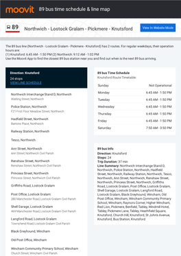 89 Bus Time Schedule & Line Route