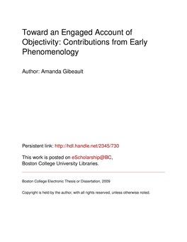 Toward an Engaged Account of Objectivity: Contributions from Early Phenomenology