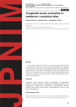 Congenital Ocular Anomalies in Newborns: a Practical Atlas