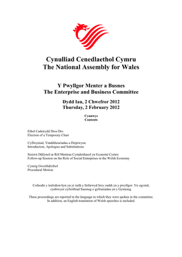 Cynulliad Cenedlaethol Cymru the National Assembly for Wales