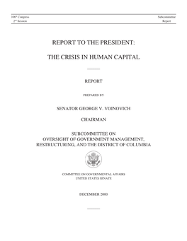 Report to the President: the Crisis in Human Capital