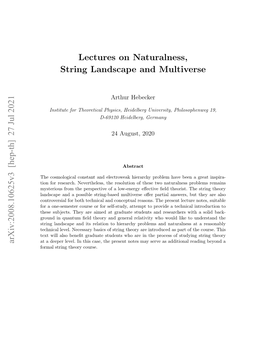 Lectures on Naturalness, String Landscape and Multiverse