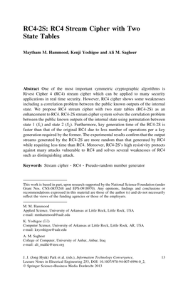 RC4-2S: RC4 Stream Cipher with Two State Tables