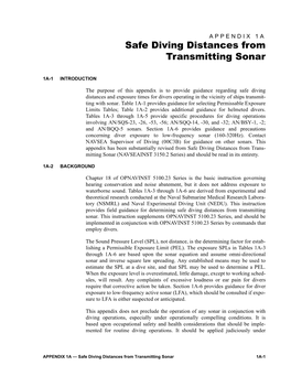 Safe Diving Distances from Transmitting Sonar, from the US Navy Diving Manual