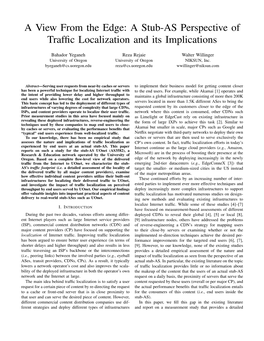 A View from the Edge: a Stub-AS Perspective of Traffic Localization