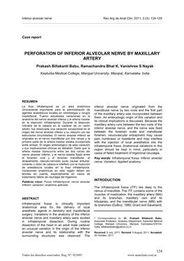 PERFORATION of INFERIOR ALVEOLAR NERVE by MAXILLARY ARTERY Prakash Billakanti Babu, Ramachandra Bhat K, Vanishree S Nayak