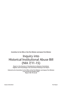 Inquiry Into Historical Institutional Abuse Bill