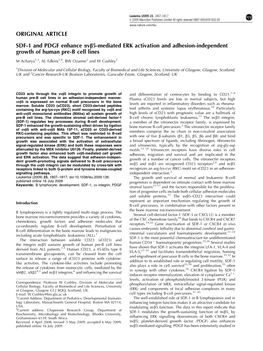 5-Mediated ERK Activation and Adhesion-Independent Growth of Human Pre-B Cell Lines