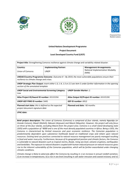 Annotated UNDP-GEF Project Document Template