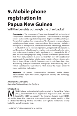 9. Mobile Phone Registration in Papua New Guinea Will the Benefits Outweigh the Drawbacks?