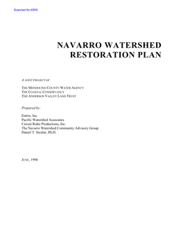 Navarro Watershed Restoration Plan