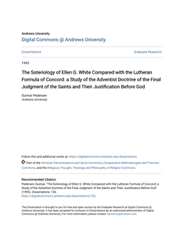 The Soteriology of Ellen G. White Compared with the Lutheran
