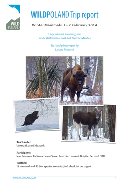 Winter Mammals of the Białowieża Forest and Biebrza Marshes 1-7
