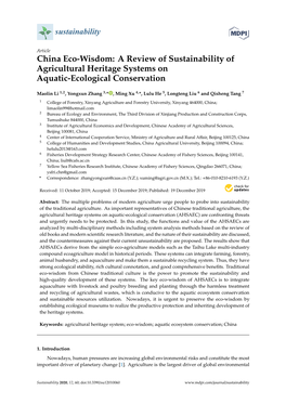 China Eco-Wisdom: a Review of Sustainability of Agricultural Heritage Systems on Aquatic-Ecological Conservation