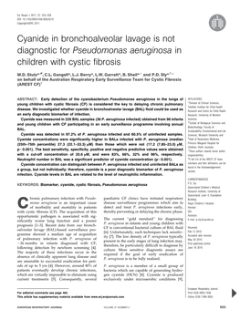 Cyanide in Bronchoalveolar Lavage Is Not Diagnostic for Pseudomonas Aeruginosa in Children with Cystic Fibrosis