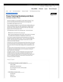 Forex Training Summary and Quiz – Stochastic Oscillator in Forex