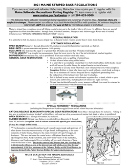 2021 Striped Bass Regulations