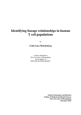 Identifying Lineage Relationships in Human T Cell Populations