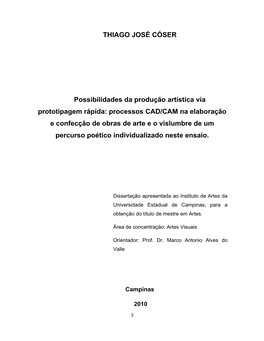 THIAGO JOSÉ CÓSER Possibilidades Da Produção Artística Via