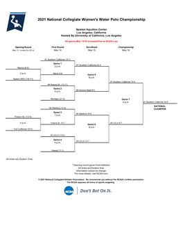 2021 National Collegiate Women's Water Polo Championship