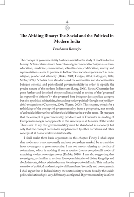 The Abiding Binary: the Social and the Political in Modern India Prathama Banerjee