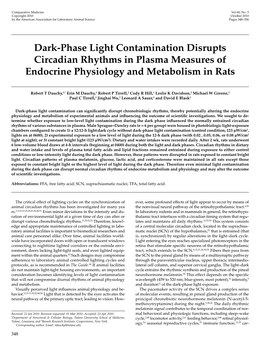 Dark-Phase Light Contamination Disrupts Circadian Rhythms in Plasma Measures of Endocrine Physiology and Metabolism in Rats