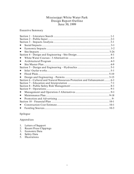 Mississippi White Water Park Design Report Outline June 30, 1999