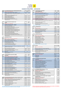 Coach Routes - 2019/20