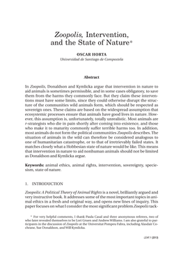 Zoopolis, Intervention, and the State of Nature*