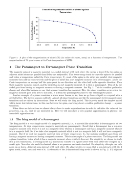 1 the Paramagnet to Ferromagnet Phase Transition