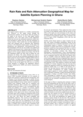 Rain Rate and Rain Attenuation Geographical Map for Satellite System Planning in Ghana