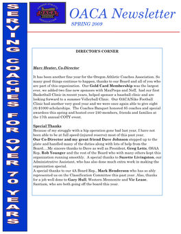 2009 Spring Newsletter