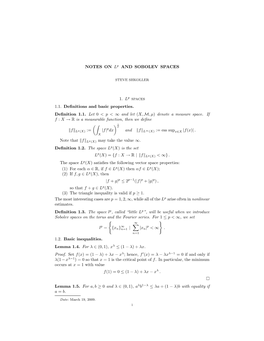 L P and Sobolev Spaces