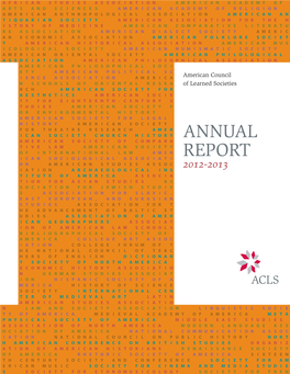 American Council of Learned Societies Annual Report, 2012-2013