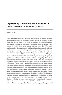Dependency, Corruption, and Aesthetics in Denis Diderot's Le