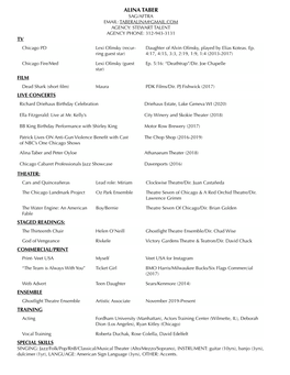 FILM TV THEATER RESUME Aug 2020