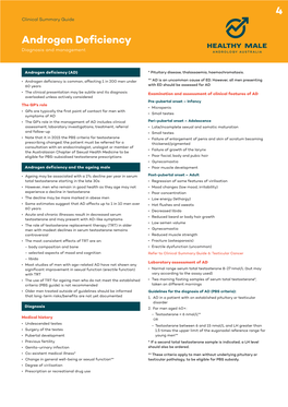 Androgen Deficiency Diagnosis and Management