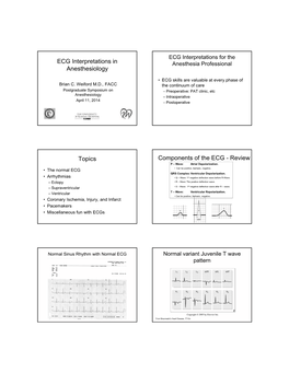 ECG Interpretations in Anesthesiology Topics Components of The
