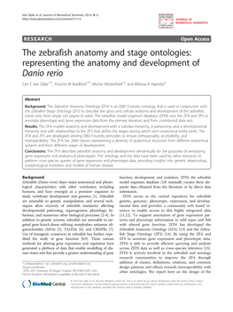 The Zebrafish Anatomy and Stage Ontologies: Representing the Anatomy and Development of Danio Rerio