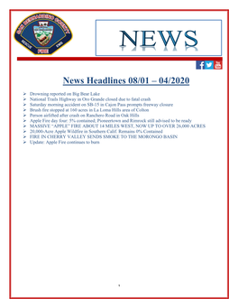 News Headlines 08/01 – 04/2020